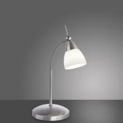 LED-Tischleuchte, stahlfarben, dimmbar, blendfreies Licht, verstellbar