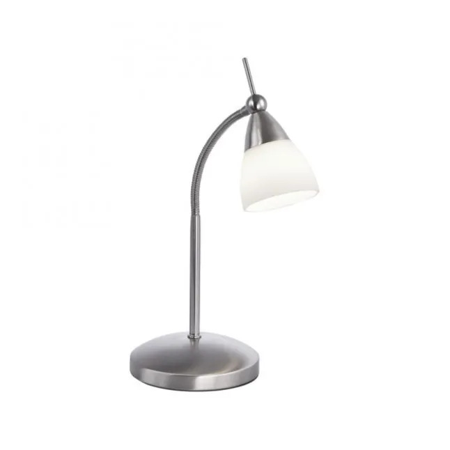 LED-Tischleuchte, stahlfarben, dimmbar, blendfreies Licht, verstellbar