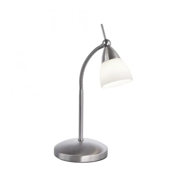 LED-Tischleuchte, stahlfarben, dimmbar, blendfreies Licht, verstellbar