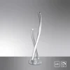 LED Tischleuchte, stahlfarben, geschwungenes Design, dimmbar