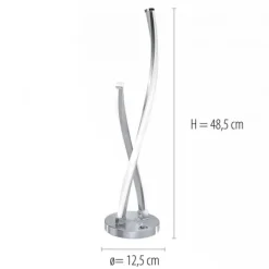 LED Tischleuchte, stahlfarben, geschwungenes Design, dimmbar