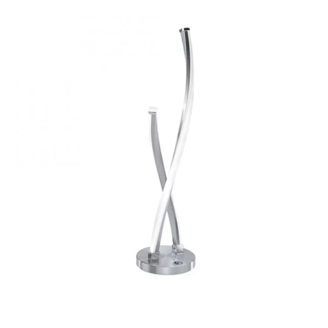 LED Tischleuchte, stahlfarben, geschwungenes Design, dimmbar