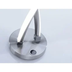 LED Tischleuchte, stahlfarben, geschwungenes Design, dimmbar