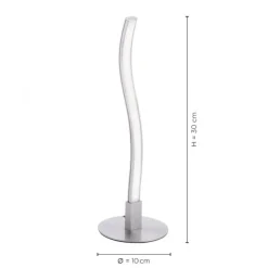 LED-Tischleuchte, stahlfarben, Wellenform, modern, inkl. Schnurschalter