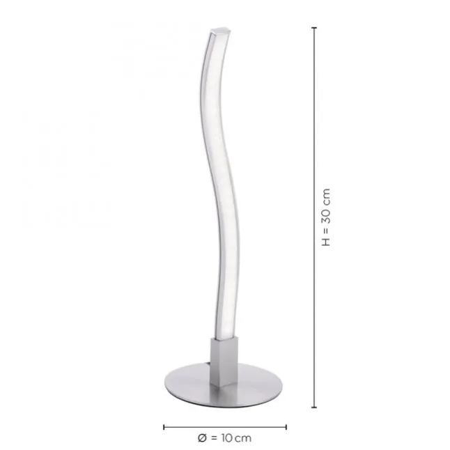 LED-Tischleuchte, stahlfarben, Wellenform, modern, inkl. Schnurschalter