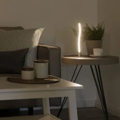 LED-Tischleuchte, stahlfarben, Wellenform, modern, inkl. Schnurschalter
