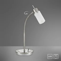 LED-Tischleuchte, stahl, inkl. Kippschalter, modern, inkl. Glasschirm