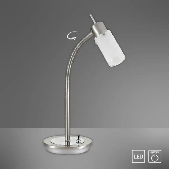 LED-Tischleuchte, stahl, inkl. Kippschalter, modern, inkl. Glasschirm