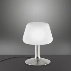 LED-Tischleuchte, Stahl, Opalglas, warmweißes Licht, dimmbar