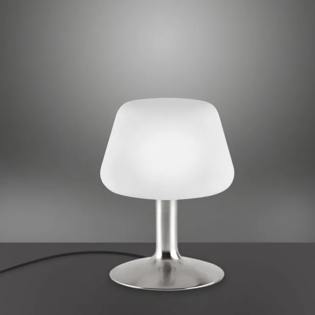 LED-Tischleuchte, Stahl, Opalglas, warmweißes Licht, dimmbar