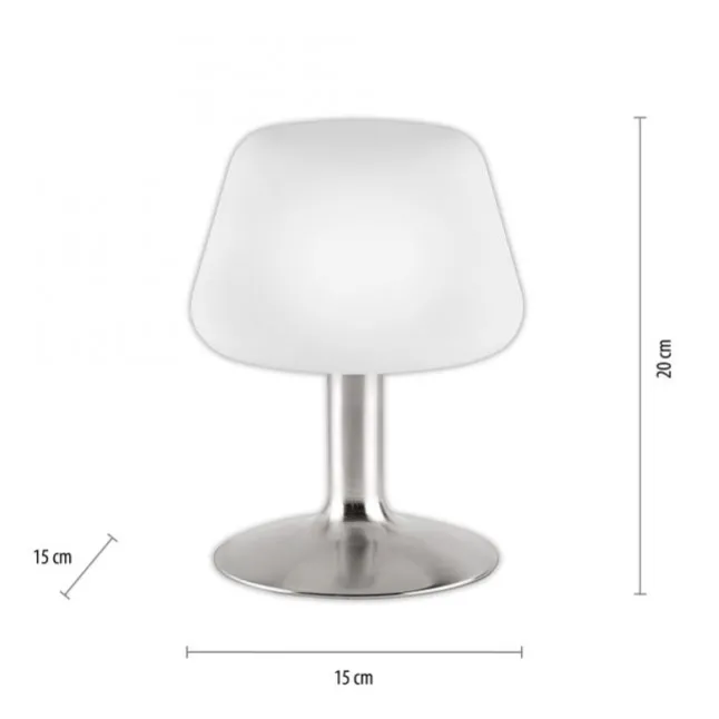 LED-Tischleuchte, Stahl, Opalglas, warmweißes Licht, dimmbar