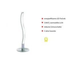 LED-Tischleuchte, stahl, Wellenform, modern, blendfrei, 30cm hoch