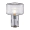 LED Tischleuchte transparent Pilzform Glas Ø25cm Schalter