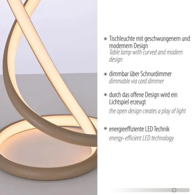 LED Tischleuchte TWIST modernes Design, sandfarben