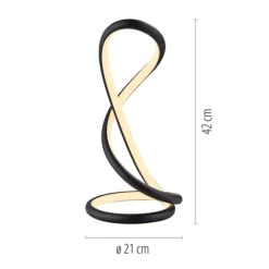 LED Tischleuchte TWIST, schwarz, Nachttischleuchte, Schnurdimmer