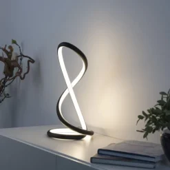 LED Tischleuchte TWIST, schwarz, Nachttischleuchte, Schnurdimmer