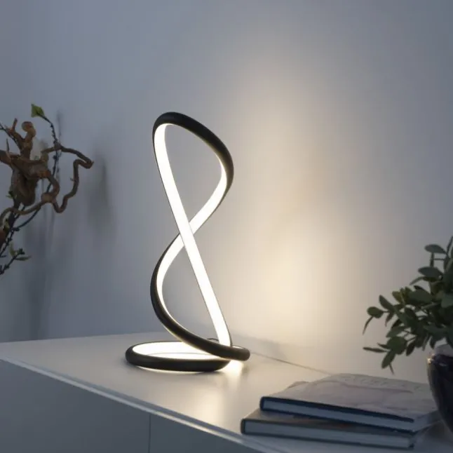 LED Tischleuchte TWIST, schwarz, Nachttischleuchte, Schnurdimmer