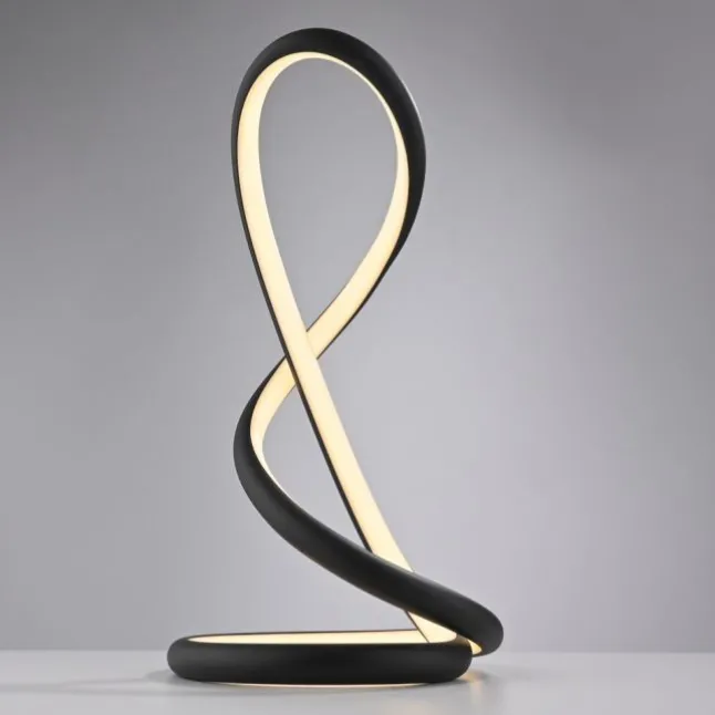 LED Tischleuchte TWIST, schwarz, Nachttischleuchte, Schnurdimmer