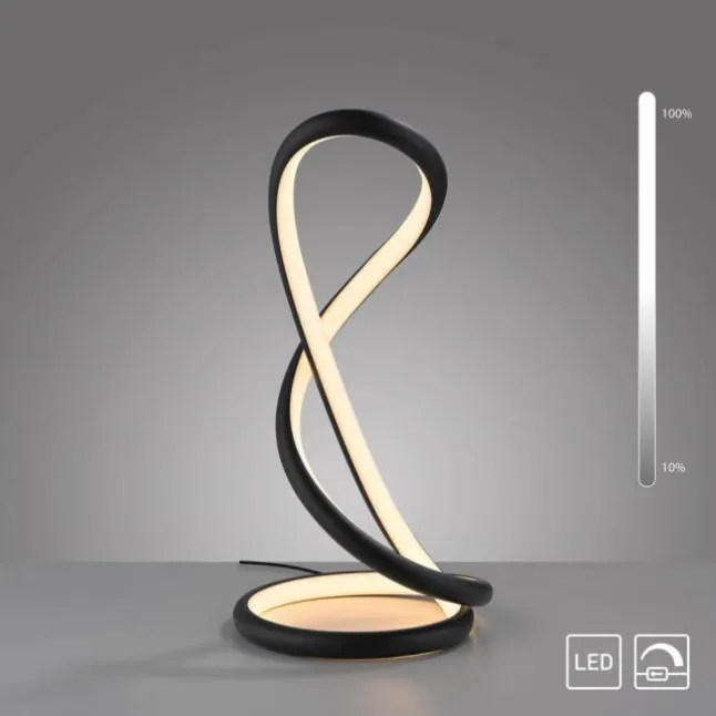 LED Tischleuchte TWIST, schwarz, Nachttischleuchte, Schnurdimmer