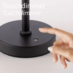 LED Tischleuchte USB schwarz Akku Touchdimmer Memoryfunktion