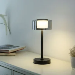 LED Tischleuchte USB schwarz Akku Touchdimmer Memoryfunktion