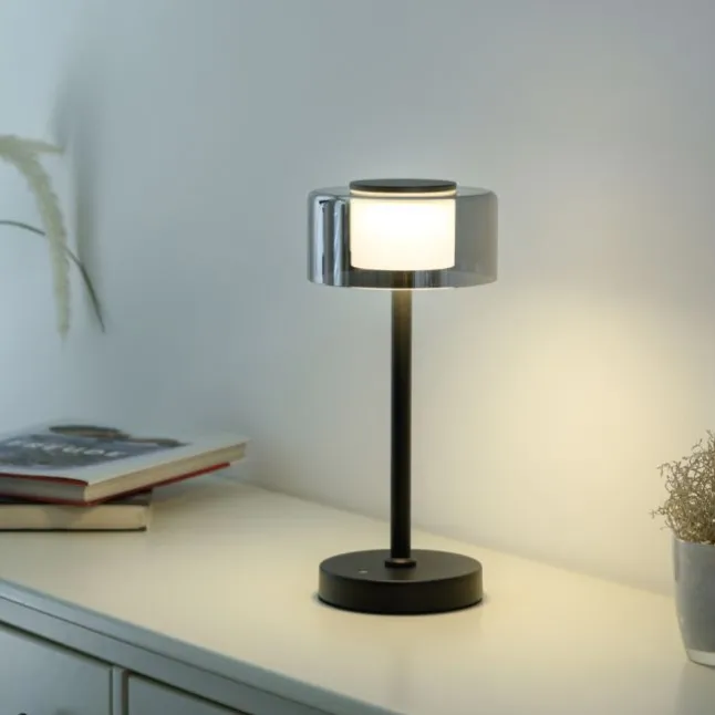 LED Tischleuchte USB schwarz Akku Touchdimmer Memoryfunktion