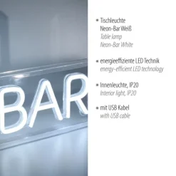 LEDTischleuchte weiß BAR USB Dekorationslampe Schnurschalter