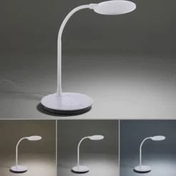 LED-Tischleuchte, weiß, Dimmbar, CCT, inkl. Ladestation für Smartphone