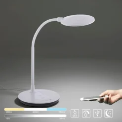 LED-Tischleuchte, weiß, Dimmbar, CCT, inkl. Ladestation für Smartphone