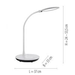 LED-Tischleuchte, weiß, Dimmbar, CCT, inkl. Ladestation für Smartphone