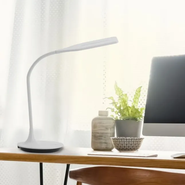 LED-Tischleuchte, weiß, Flexarm, Lichtfarbsteuerung, dimmbar