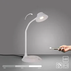 LED Tischleuchte weiß Handy Ladefunktion Touchdimmer flexibel drehbar