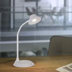 LED Tischleuchte weiß Handy Ladefunktion Touchdimmer flexibel drehbar