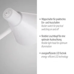 LED Tischleuchte weiß mit Schalter flexible Schreibtischleuchte
