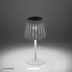 LED Tischleuchte, weiss, dimmbar, solarbetrieben, modern, kabellos