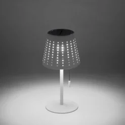 LED Tischleuchte, weiss, dimmbar, solarbetrieben, modern, kabellos
