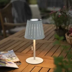 LED Tischleuchte, weiss, dimmbar, solarbetrieben, modern, kabellos