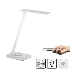 LED Tischleuchte, weiss, kabellose QI-Ladefunktion, Touchdimmer, CCT