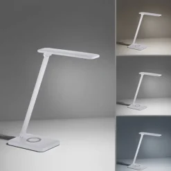LED Tischleuchte, weiss, kabellose QI-Ladefunktion, Touchdimmer, CCT