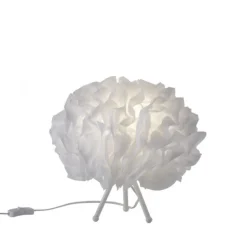 LED-Tischleuchte, weiß, Stoff, dimmbar, Fernbedienung, App
