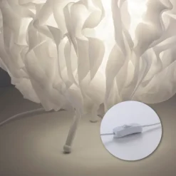 LED-Tischleuchte, weiß, Stoff, dimmbar, Fernbedienung, App