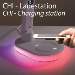LED Tischleuchte weiß Touchdimmer Ladefunktion Handy USB kabellos