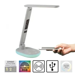 LED Tischleuchte weiß Touchdimmer Ladefunktion Handy USB kabellos