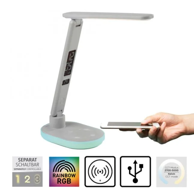 LED Tischleuchte weiß Touchdimmer Ladefunktion Handy USB kabellos