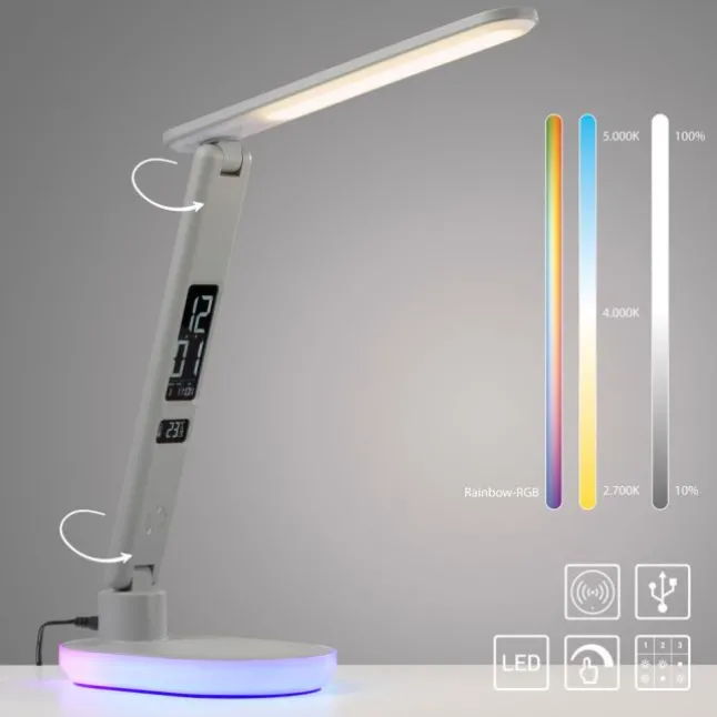 LED Tischleuchte weiß Touchdimmer Ladefunktion Handy USB kabellos