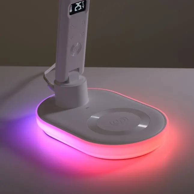 LED Tischleuchte weiß Touchdimmer Ladefunktion Handy USB kabellos