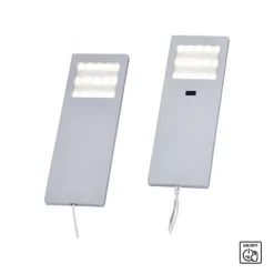 LED-Unterbauleuchten, 2er Set, Aluminium, warmweiß, Sensorschalter, modern