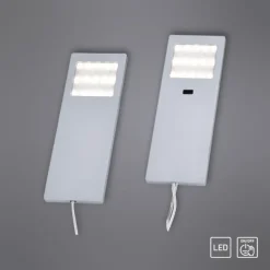 LED-Unterbauleuchten, 2er Set, Aluminium, warmweiß, Sensorschalter, modern