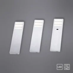 LED-Unterbauleuchten, 3er Set, Aluminium, inkl. Zuleitung, Sensorschalter