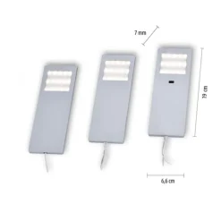 LED-Unterbauleuchten, 3er Set, Aluminium, warmweiße Lichtfarbe, modern
